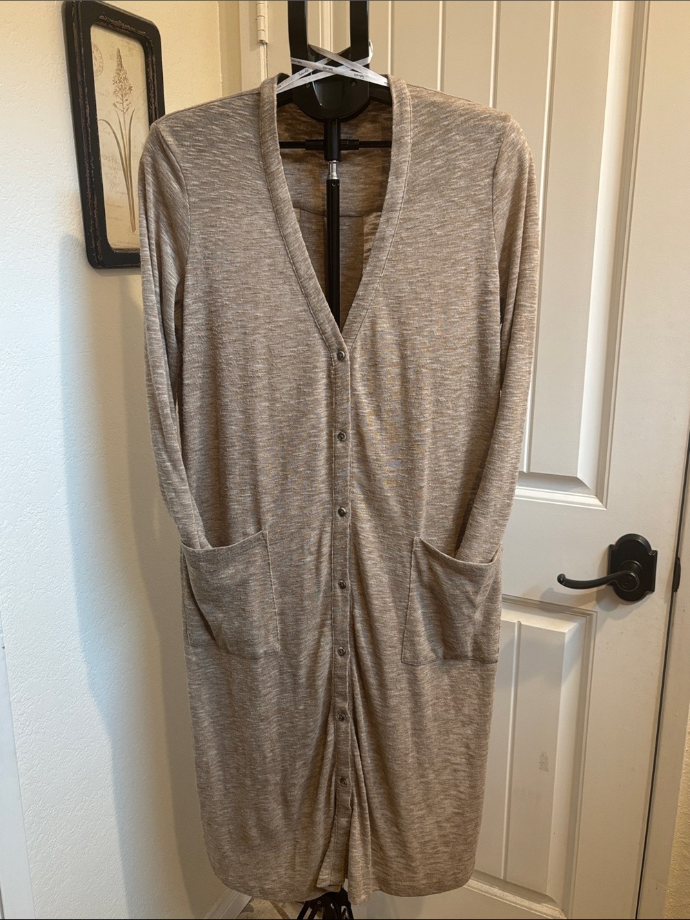 Splendid Beige Button-Front Long Cardigan